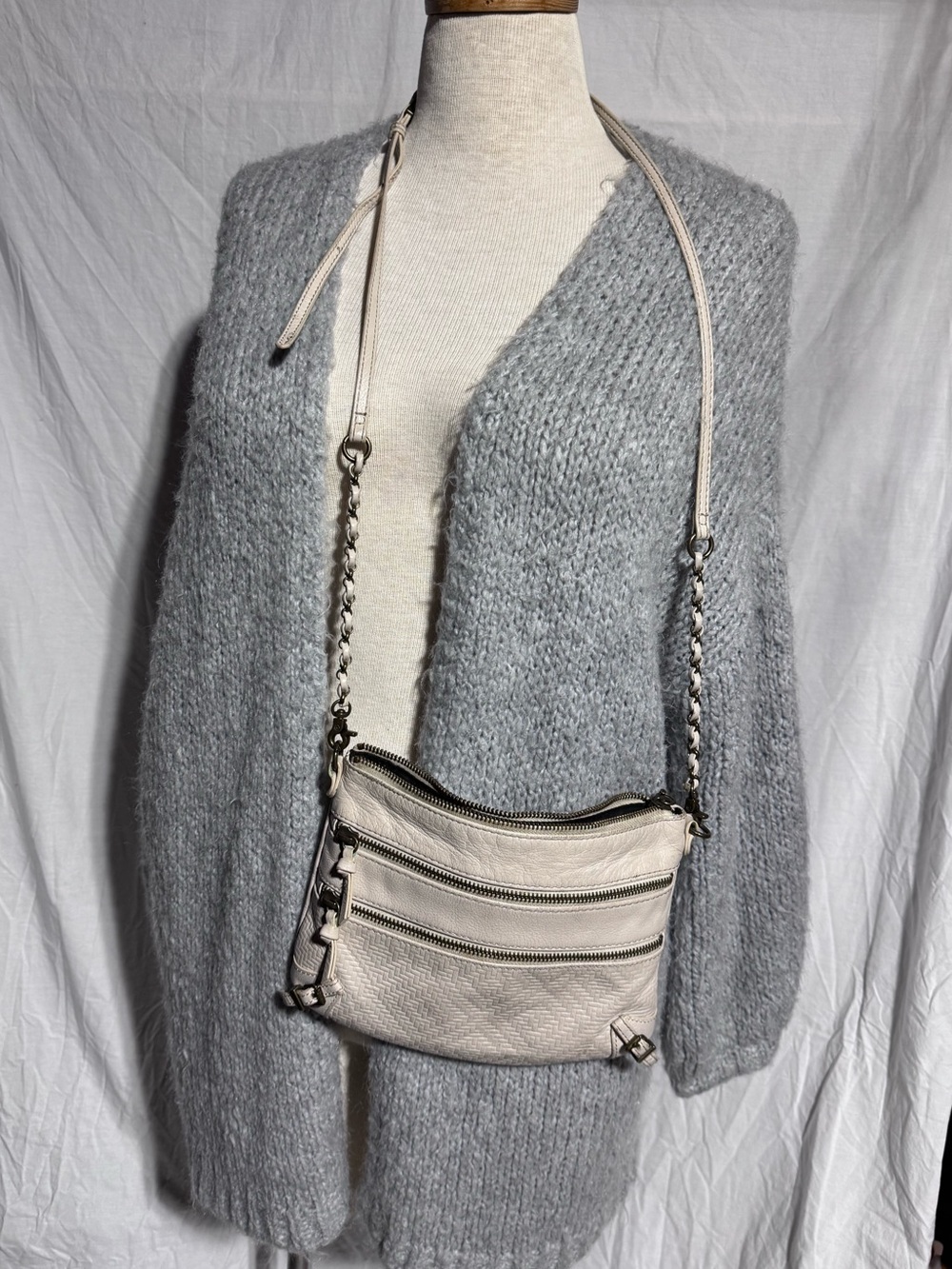 Elliot Lucca white leather crossbody bag